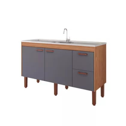 BALCÃO SLIM 94CM FREIJÓ/TITANIUM