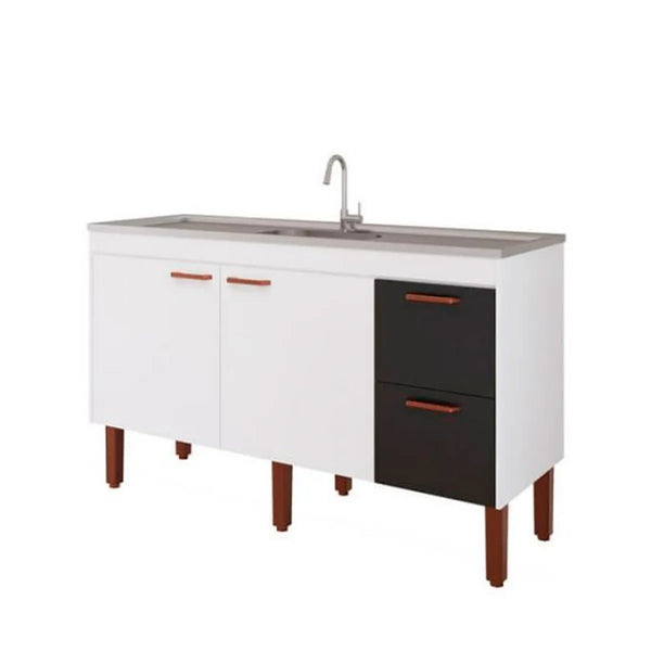 BALCÃO COZ SLIM.1.14 MT BRANCO/PRETO