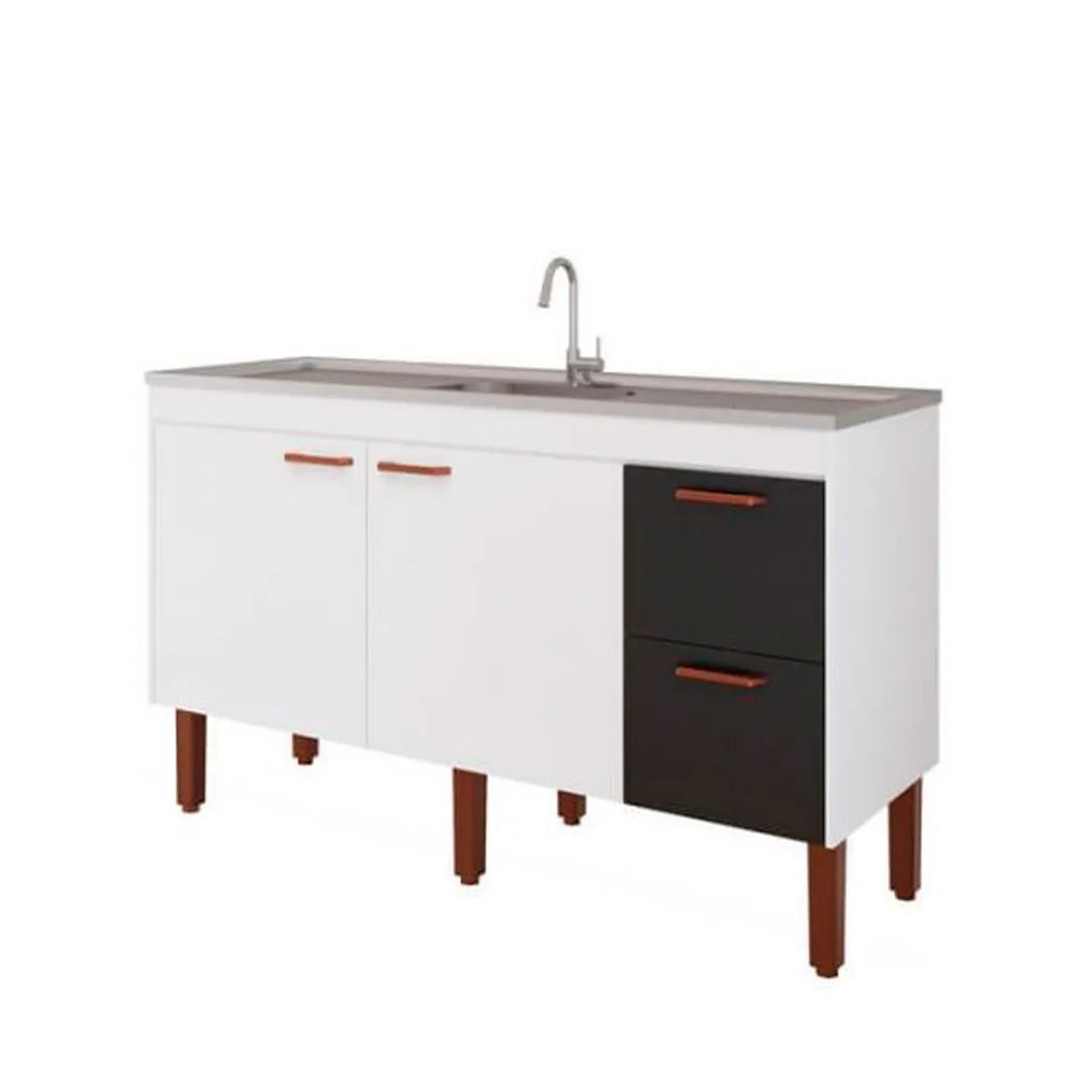 BALCÃO COZ SLIM.1.14 MT BRANCO/PRETO