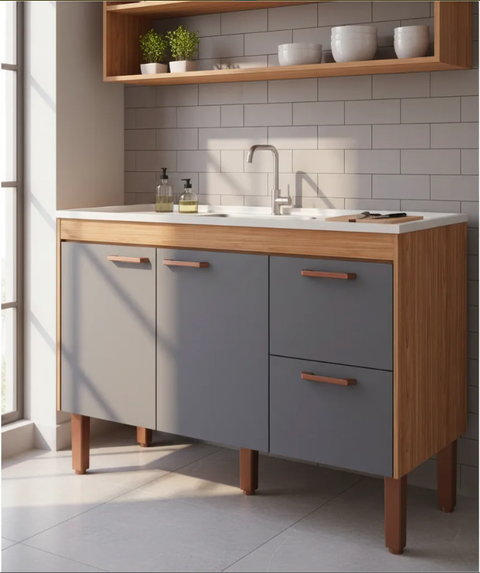 Balcão de Cozinha 1.14M Slim MGM Móveis